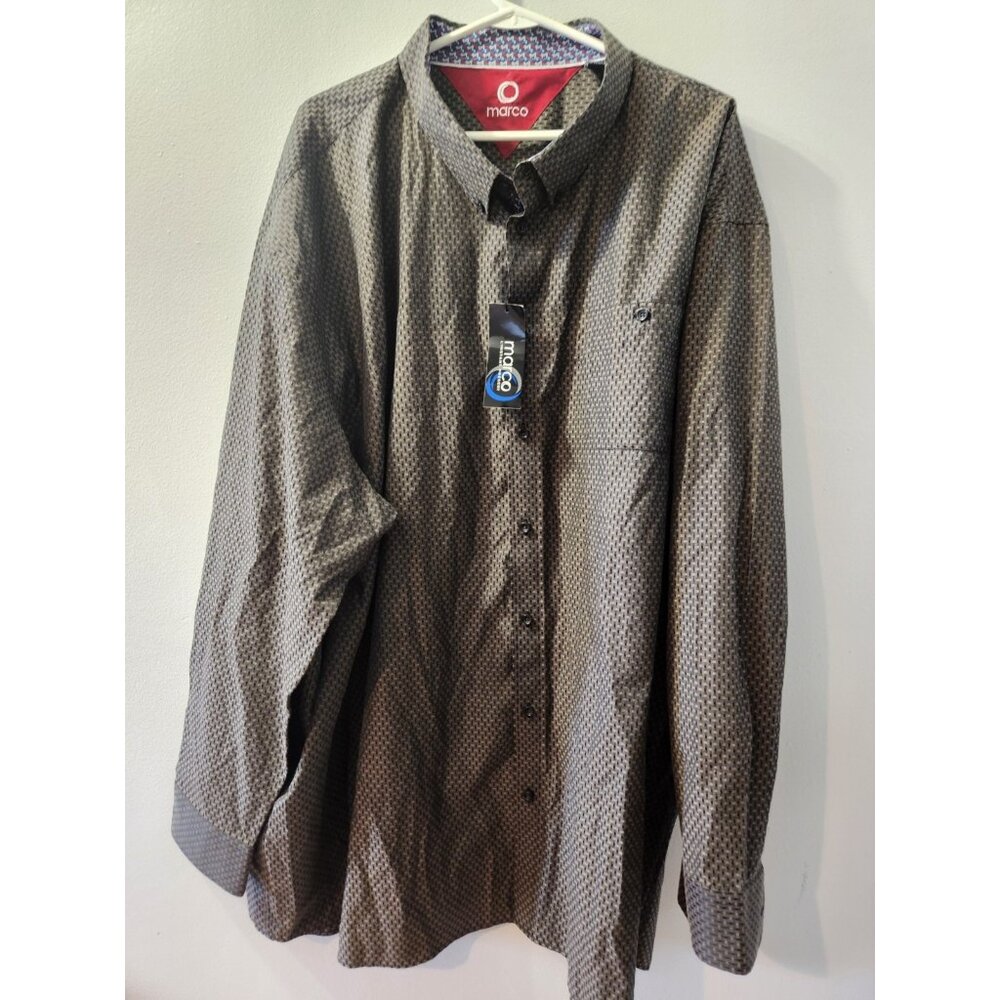 Marco Men Shirt Size 5XL Long Sleeves Charcoal New With Tag